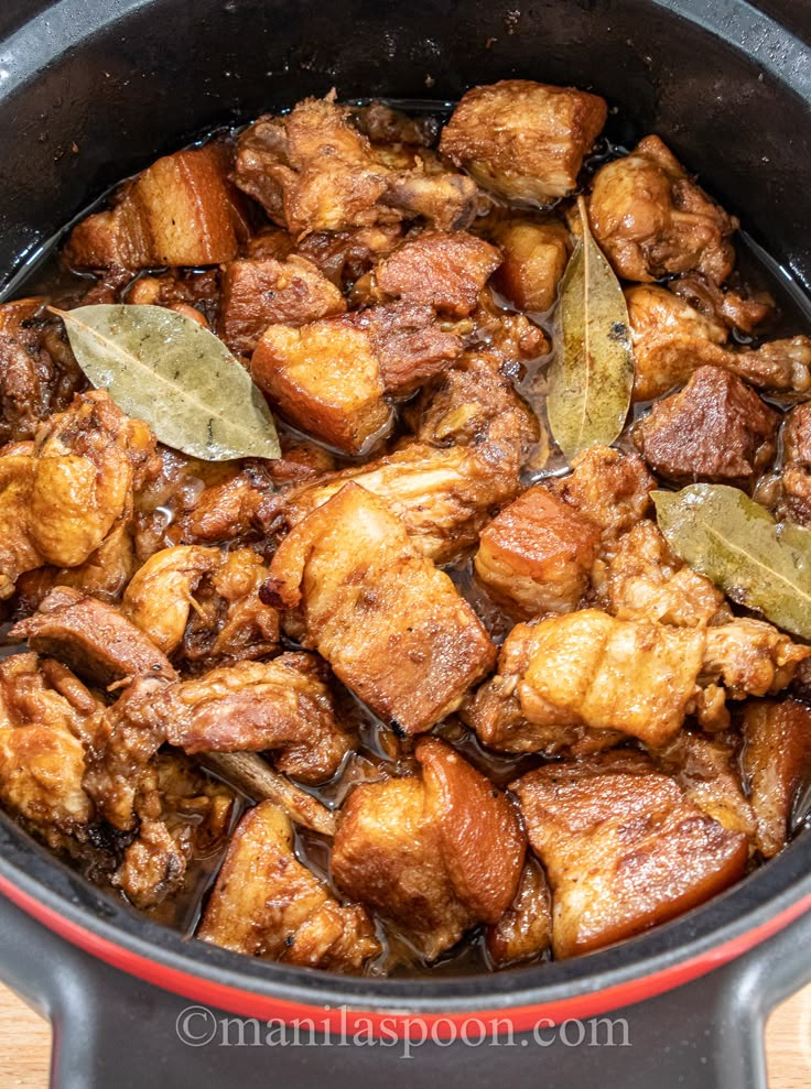 the food is cooked and ready to be eaten in the pot on the stove top