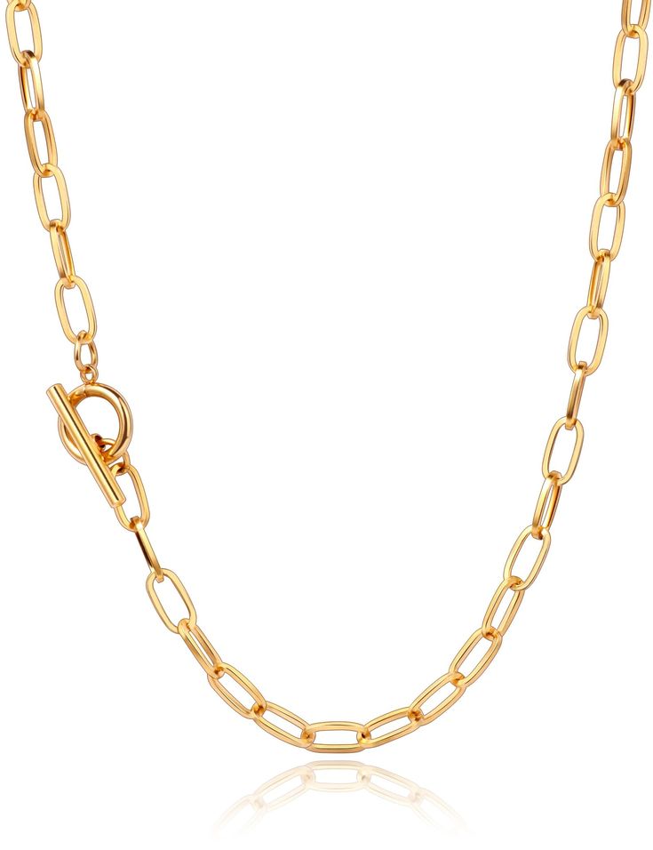 PRICES MAY VARY. 1. Gold paperclip chain necklace width: 5mm, 16 inches long and features a toggle clasp. 2. Paperclip necklace is made of 18k Gold plated stainless steel, long lasting color. Hypoallergenic, Nickel-free and Lead-free. 3. The gold paperclip chain necklace is a timeless classic. This gold chain link necklace is perfect to wear by it's own or layered up with other necklaces. 4. Simlpe paperclip chain necklace, A great gift for Family or Friends on Birthday or Christmas. 5. Our gold Gold Toggle Necklace, Yellow Gold Paperclip Necklace With Adjustable Chain, Classic Gold-plated Paperclip Chain Necklace, $20 Gold Paperclip Necklace, 14k Gold-filled Yellow Gold Paperclip Chain Necklace, 14k Gold-tone Paperclip Chain Necklace, Gold Chain Link Necklace, Gold Paper, Chain Link Necklace