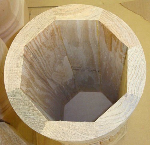 the inside of a wooden bowl is made out of plywood