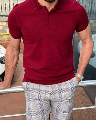 Buy Claret Red Slim Fit Polo Shirt by GentWith.com with Free Shipping Lapel Wedding, Burgundy Shirt, Pants Gift, Beige Shirt, Polo Shirt Colors, Slim Fit Polo Shirts, Bad Boy Aesthetic, Claret Red, Wedding Inspiration Summer