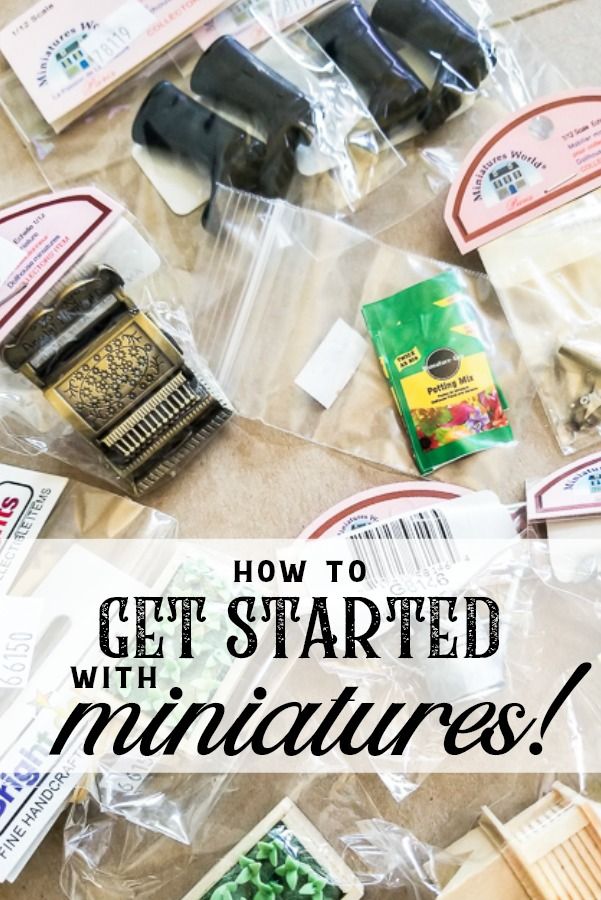 the contents of an assortment of items in plastic bags with text overlay that reads how to get started with miniatures