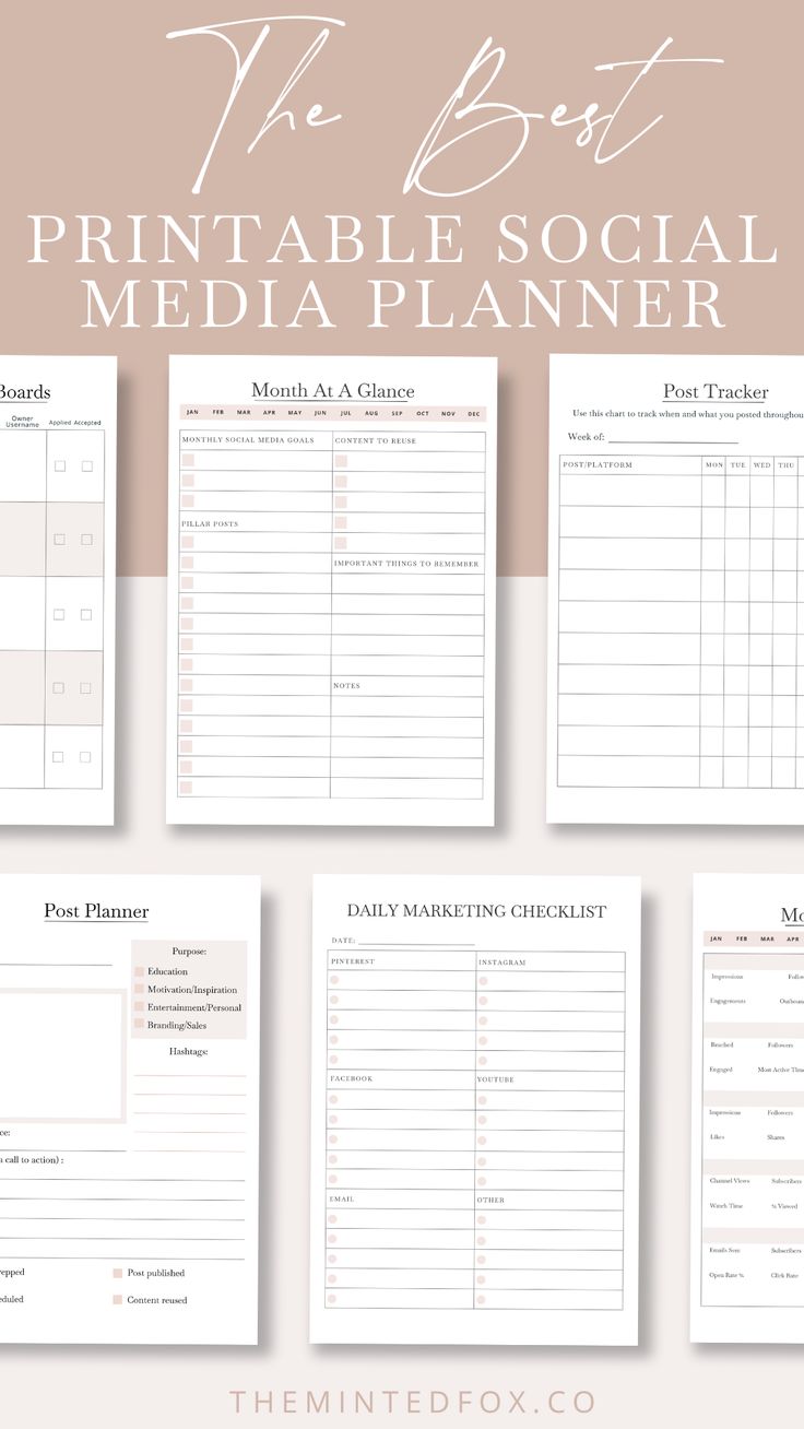 the best printable social media planner