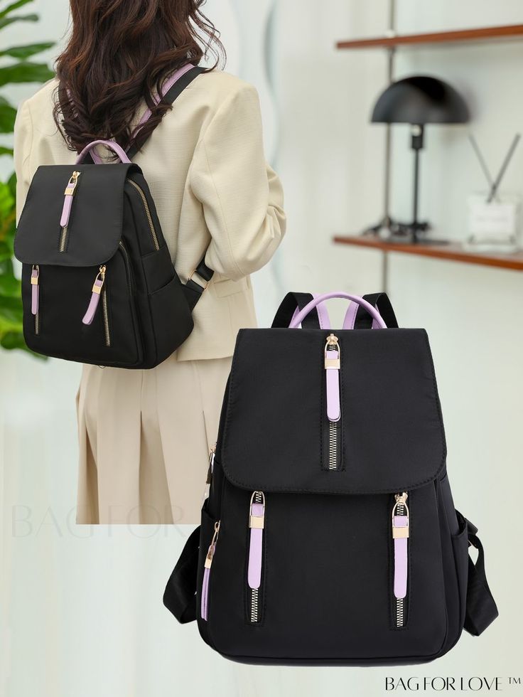 BagForLove - Stylish Womens Multipocket Backpack with Multiple Zippers Black Backpack With Zipper For Back To School, Black Student Backpack With Zipper Pocket, Black Backpack With Zipper Closure For Back To School, Black Travel Backpack With Pockets, Black Backpack With Zipper Pocket For Back To School, Versatile Black Backpack With Ykk Zipper, Trendy Black Backpack With Zipper Pocket, Black Softback Backpack With Zipper Closure, Black Student Backpack With Pockets