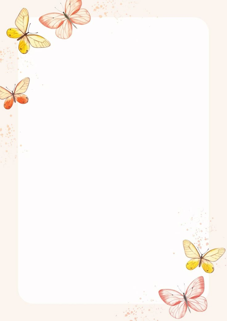 an empty paper with butterflies flying around it