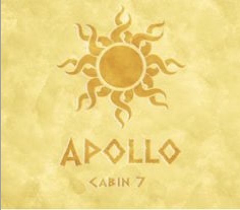 an image of the sun with words above it that read, apollo cabin 7