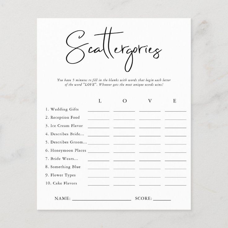 Scattergories | Bridal Shower Game Editable Blank Bridal Shower Games Funny, Gross Things, Would She Rather, Fun Bridal Shower Games, Bridal Shower Activities, Bridal Shower Inspo, Bridal Shower Planning, Bridal Shower Inspiration, Wedding Shower Games