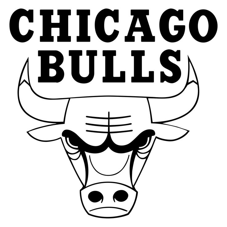 the chicago bulls logo is shown in black and white, with an angry bull's head