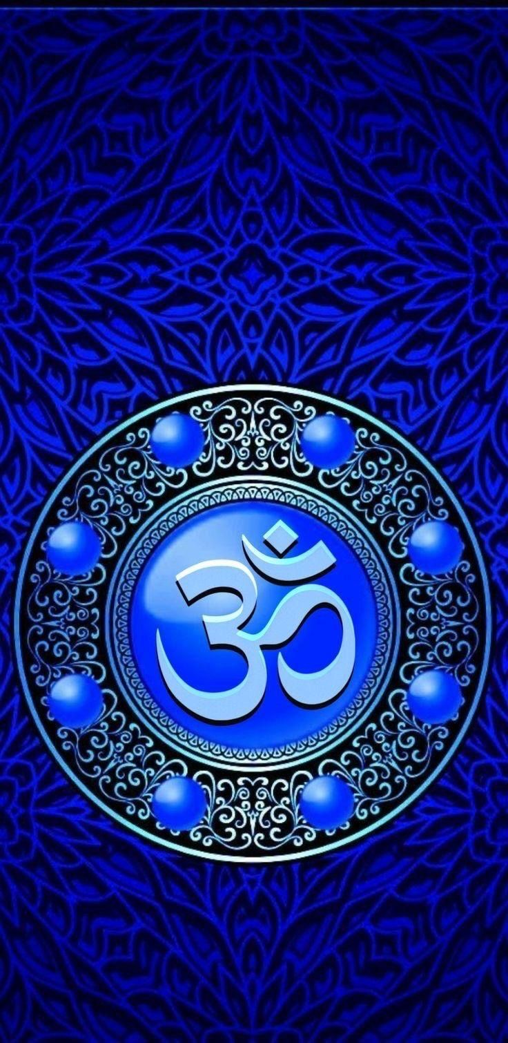 an om shan symbol on a blue background