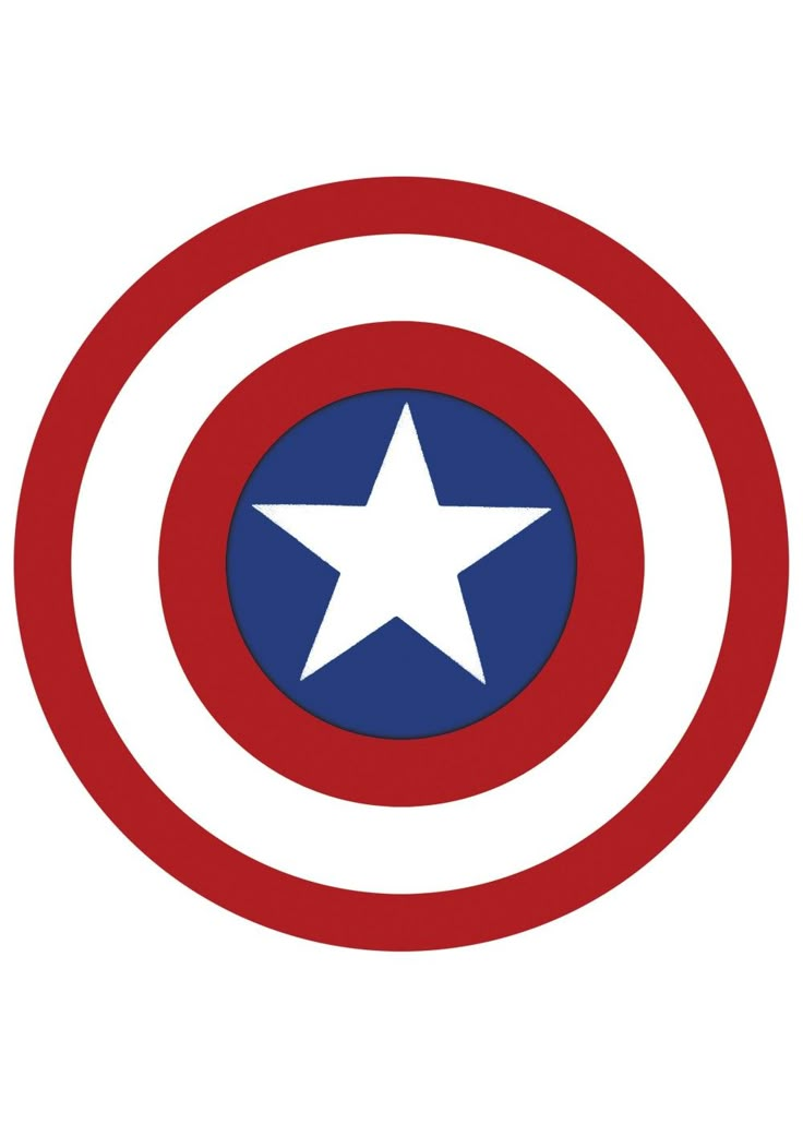 the captain's shield is shown in red, white and blue with a star on it