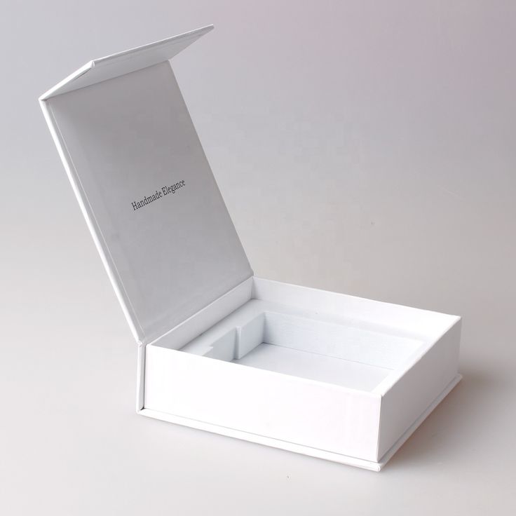 an empty white box with the lid open