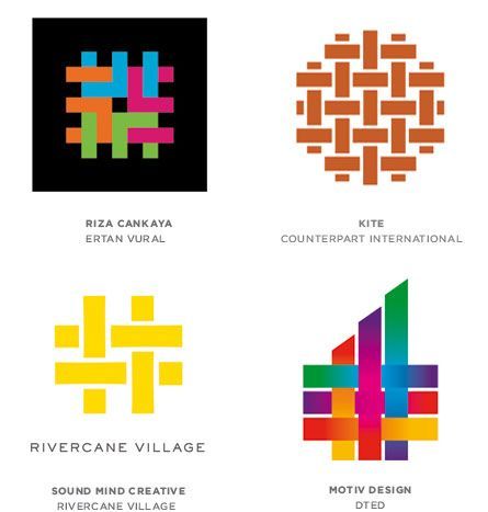 four different types of logos that appear to be made out of squares and rectangles