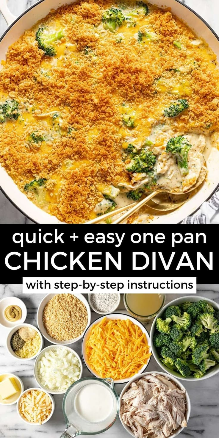 chicken and broccoli casserole with step by step instructions on how to make it