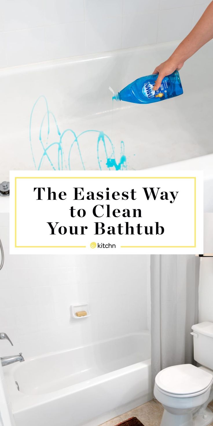 a person cleaning a bathtub with the words the easy way to clean your bathtub