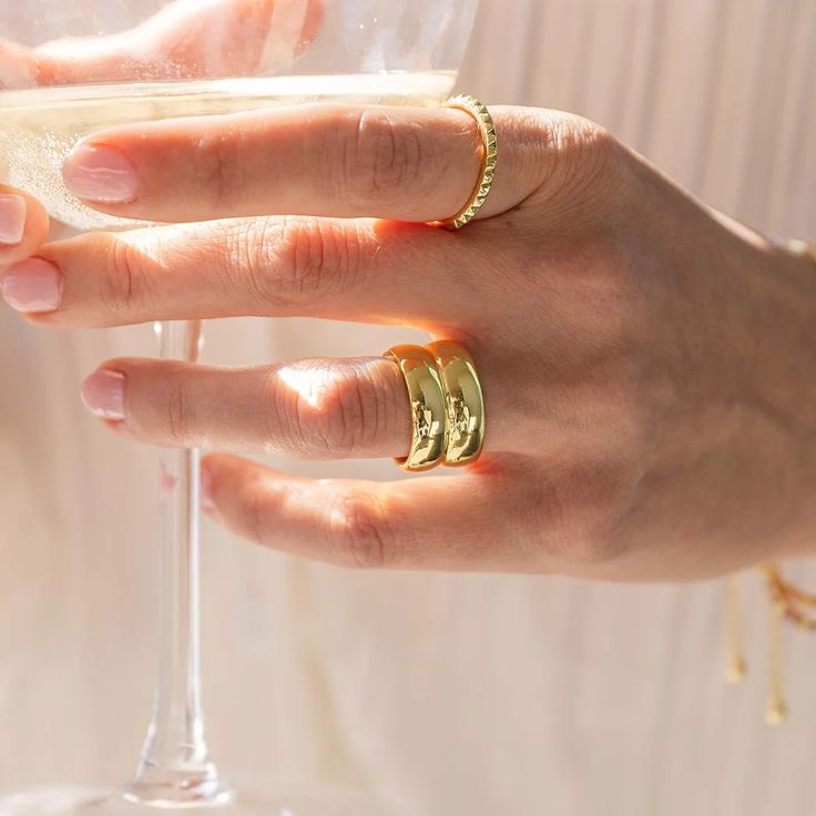 Bold Chunky Stacked Statement Ring in Gold | Uncommon James Uncommon James, Nail Polish Stickers, Chunky Ring, Brass Band, Chunky Rings, Gold Ring Stack, Size 8 Women, Double Ring, Love More