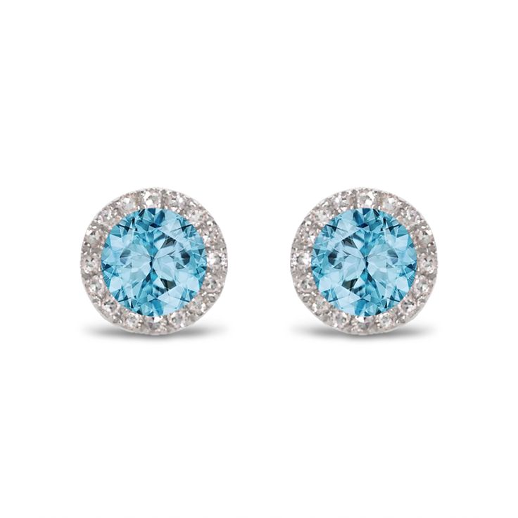 Diamond Halo Blue Topaz Stud Earring In 14K GoldDiamond Information: 32 diamonds .10 cts Stone Information: 2 blue topaz .51 cts Size & Dimensions: Diameter 6.44 mm m Gold: White, yellow and rose gold Delivery: 4-6 Weeks, please allow time for delivery. Diamond Halo, Necklace Sizes, Yellow Roses, Stud Earring, Halo Diamond, Yellow Blue, Blue Topaz, Gold Diamond, Topaz