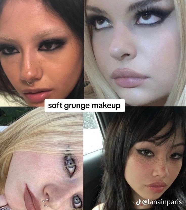 Grunge Makeup Ideas, Soft Grunge Makeup, Types Of Makeup Looks, Punk Makeup, Types Of Makeup, Ethereal Makeup, Dope Makeup, Edgy Makeup, Cute Makeup Looks