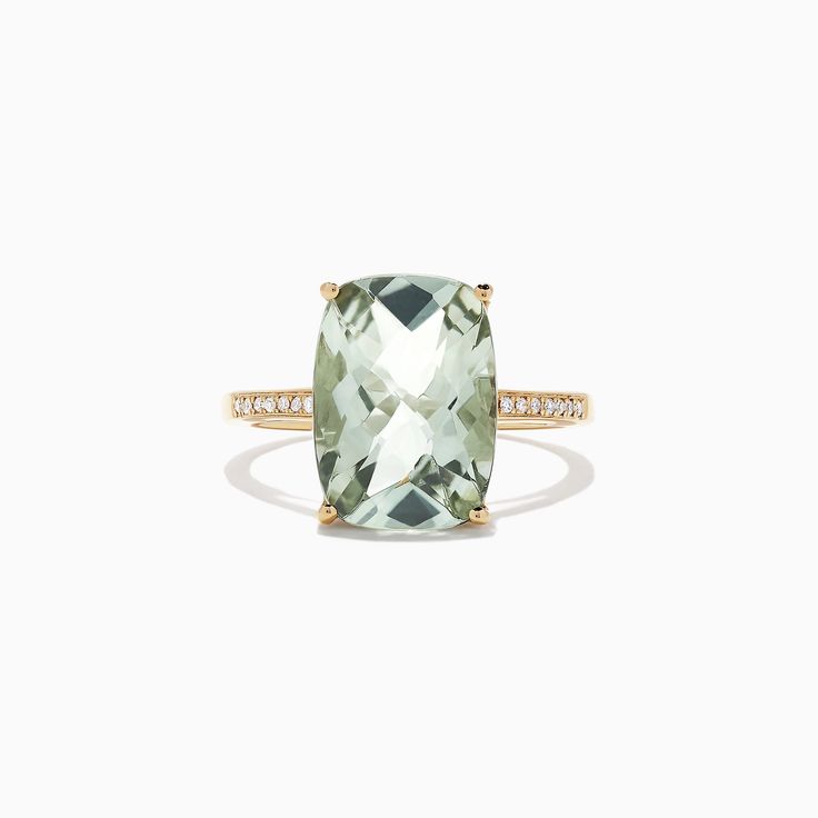 Effy 14K Yellow Gold Green Amethyst and Diamond Ring, 1.72 TCW | effyjewelry.com Green Amethyst Engagement Ring, Diamond Evil Eye Bracelet, Multi Gemstone Bracelet, Diamond Flower Pendant, Run The Jewels, Parti Sapphire, Noble Lady, Fabulous Dress, Green Amethyst Ring