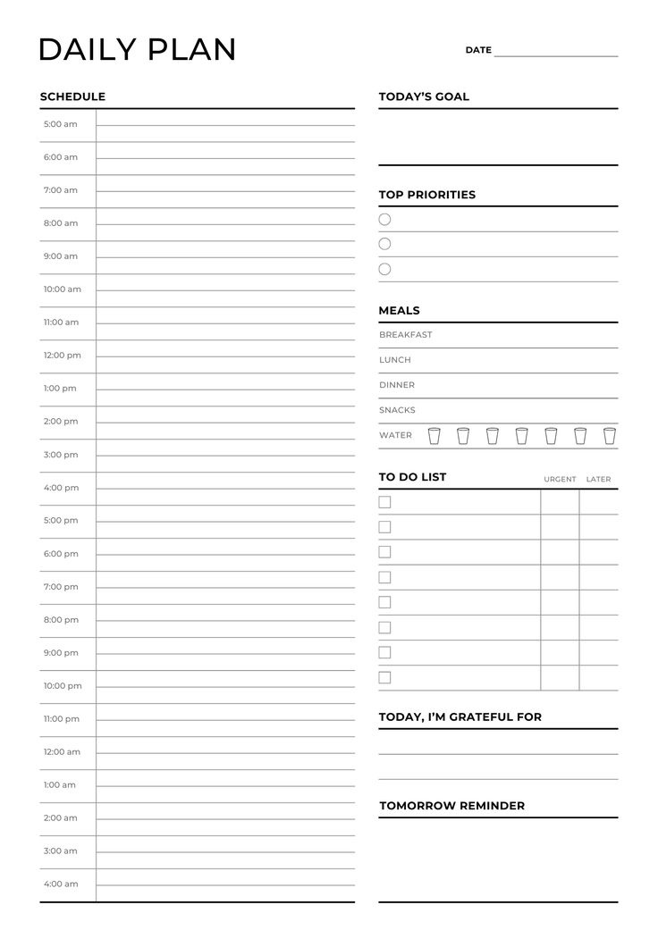 2 Page Daily Planner | Printable | Digital studyplanner #ramadandayplannerprintable Planner Setup Ideas, Hour Planner, Exam Planner, Day Planner Template, Cute Daily Planner, Free Planner Templates, Daily Planner Printables Free, Daily Planner Hourly, Daily Routine Planner