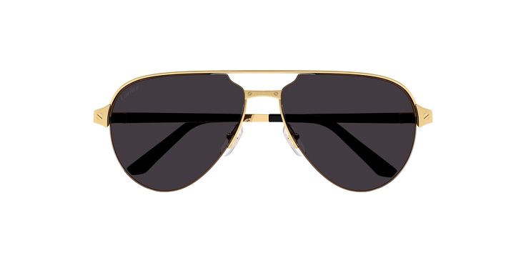 SANTOS D - CARTIER - Sunglasses Luxury Gold Shield Sunglasses With Uv Protection, Classic Gold Sunglasses With Tinted Lenses, Classic Gold Tinted Sunglasses, Gold Tinted Classic Sunglasses, Elegant Gold Shield Sunglasses With Uv Protection, Gold Classic Shield Sunglasses With Metal Frame, Gold Shield Sunglasses With Metal Frame, Elegant Gold Shield Sunglasses With Gradient Lenses, Formal Gold Shield Sunglasses With Tinted Lenses