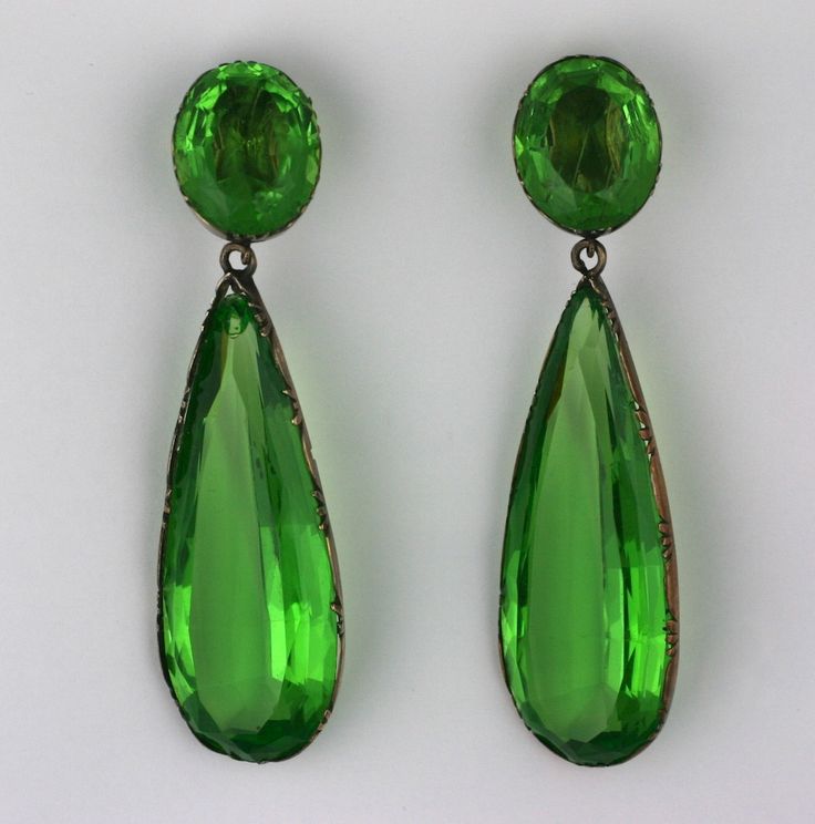 Exceptional Georgian Paste Earrings, ex. Lillian Gish Green Pear-shaped Earrings For Formal Events, Classic Green Clip-on Earrings, Elegant Green Pear-shaped Earrings, Antique Green Clip-on Jewelry, Victorian Green Earrings For Wedding, Victorian Green Drop Earrings, Antique Green Jewelry For Evening, Fine Jewelry For Evening In Green, Fine Green Jewelry For Evening Wear