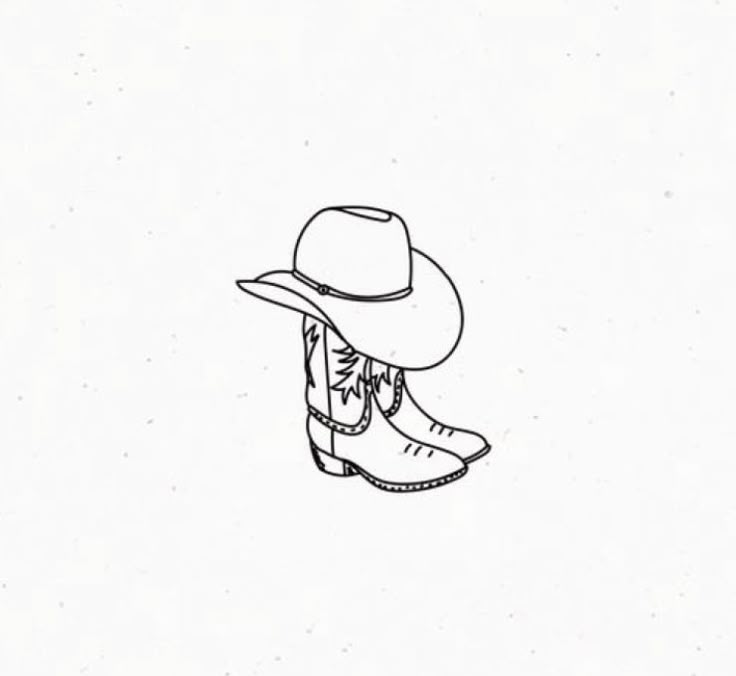 a drawing of a cowboy hat and boots