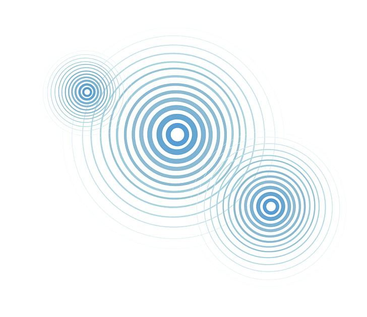 three circles are shown in blue on a white background