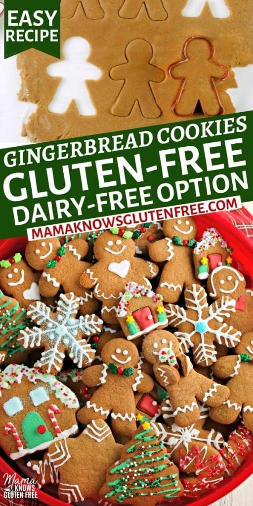 gingerbread cookies in a red bowl with the title overlay