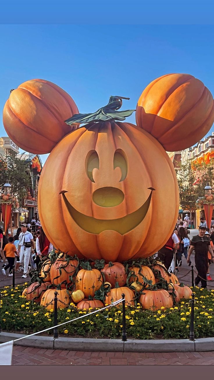 a mickey mouse pumpkin at disneyland world