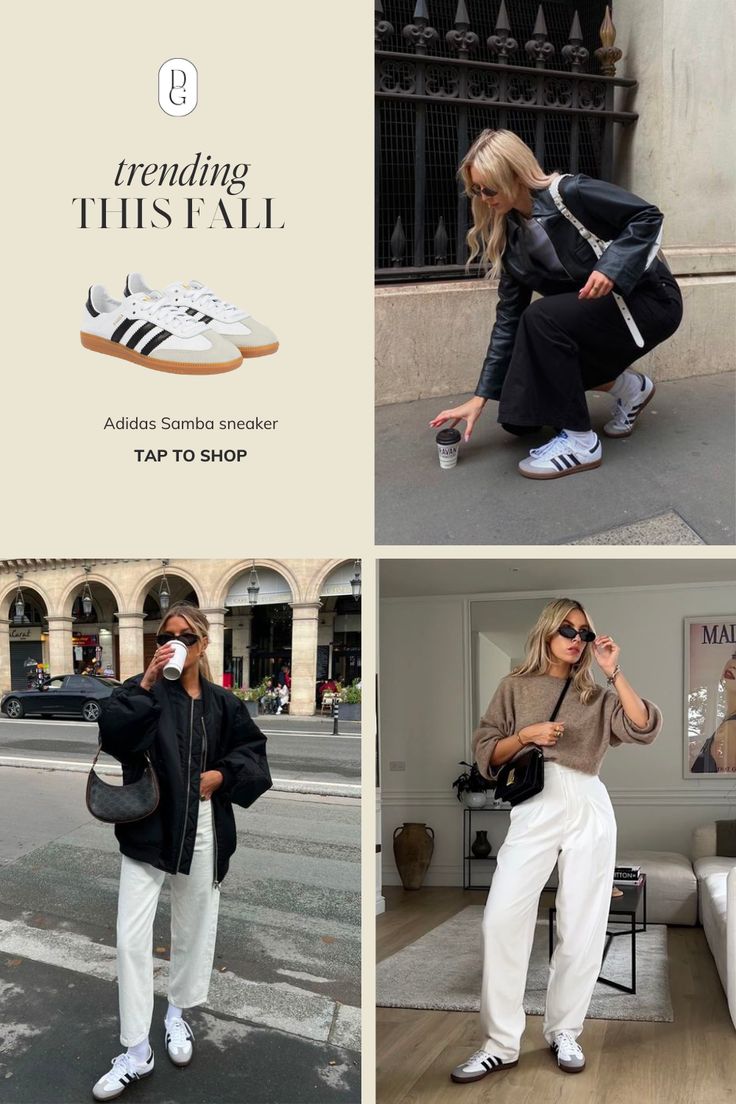 Women’s Sambas Outfits, Adidas Samba Og White Outfit, Adidas Samba Shoes Women Outfit, Snikers Outfit Sneakers, Samba Classic Shoes Outfit, Adidas Samba Cloud White Outfit, Style With Samba Shoes, Puma Samba Outfit, Samba Og White Outfit