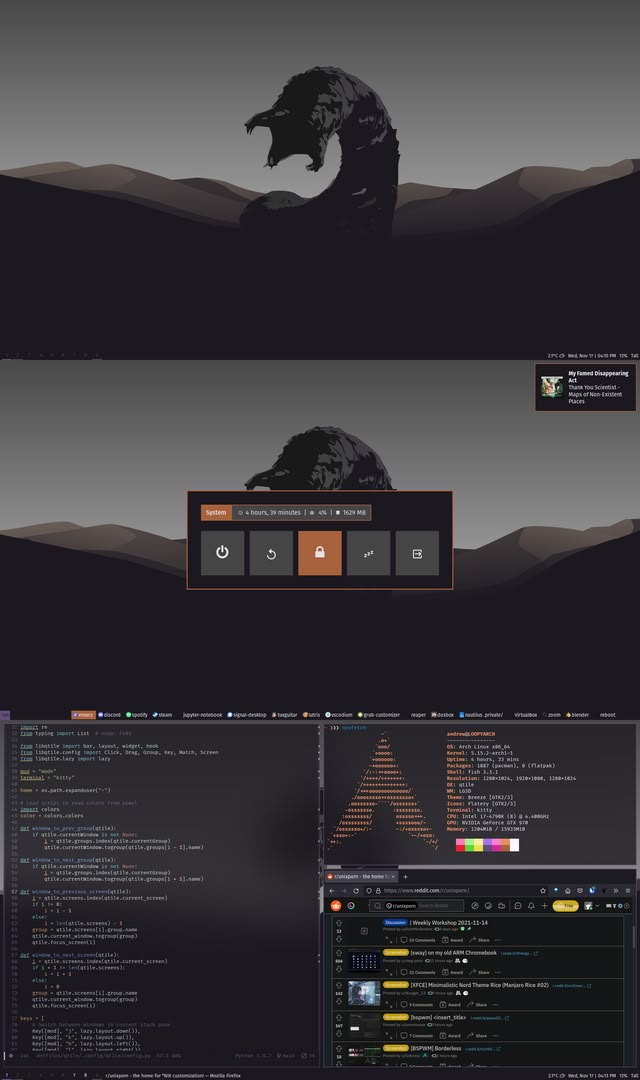 an image of some sort of computer screen with mountains in the background and dark colors