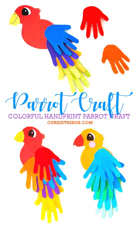 Handprint Parrot Craft Hand Print Parrot Craft, Parrot Art Preschool, Parrot Handprint Craft, Birds Craft Preschool, Preschool Crafts Birds, Parrot Handprint Bird Craft, Tucan Crafts Preschool, Parrot Crafts Preschool, Parrot Activity Preschool