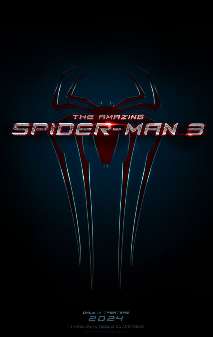 the amazing spider - man movie poster with red and black lettering on it's face