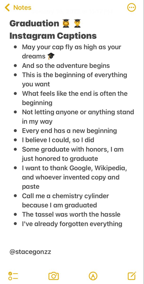 an instagram page with the words graduation captions and other things to write on it