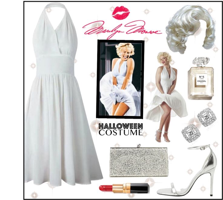 a white dress and accessories are featured in this fashion ad for the movie marilyn monroe