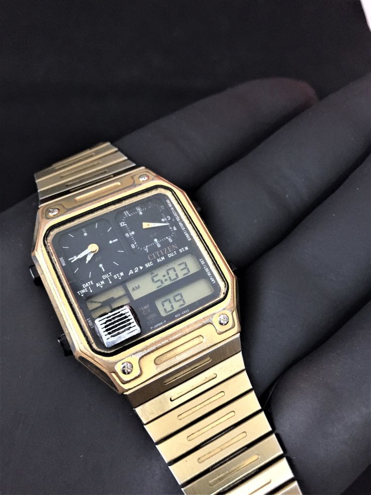 Title;Orginal Citizen 30-5022 Ana/Digi Temp/ Quartz Vintage Japan Watch / GN-4-S JAPAN Very good condition/ Vintage old quality custom watch Vintage 1980s Original Citizen Watch  ✔️ Water Resistance: Not Water Resistant ✔️ Model: citizen main digi ✔️ Department: Men ✔️ Style: Sport ✔️ Case Color: Gold ✔️ Case Material: Gold Filled ✔️ Movement: Quartz ✔️ Band Material: Gold Filled ✔️ Type: Wristwatch ✔️ Band Color: Gold ✔️ Brand: Citizen   Citizen 30-50422 Main/Digi Temp is an old product in very Rachel Hawkins, 1980s Bands, Model Citizen, Citizen Watch, Watch Vintage, Style Sport, Vintage Japan, Custom Watch, Gold Branding