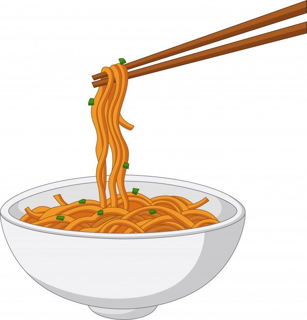 two chopsticks are sticking out of a bowl of noodles with meat on them