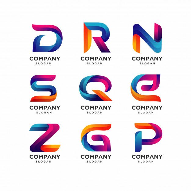 set of colorful letter logo design templates