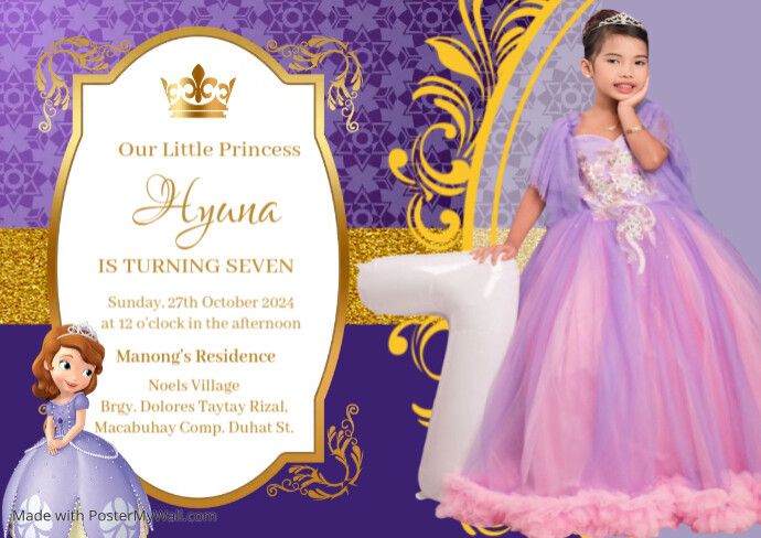 Sofia the First Birthday Invitation Princess Sofia Invitations, 7th Birthday Invitation, Church Halloween, Invitation Frames, Kindle Book Cover, Etsy Banner, Blog Header, Princess Sofia, Sofia The First