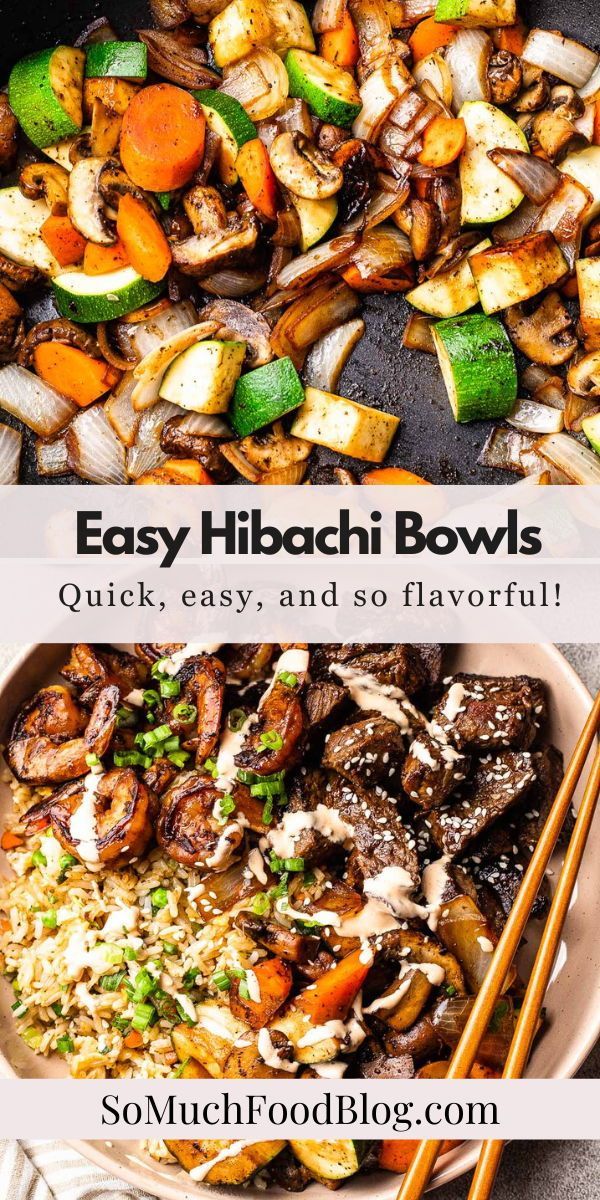 two pictures showing different types of stir fry with chopsticks in them and the words easy hibasi bowls