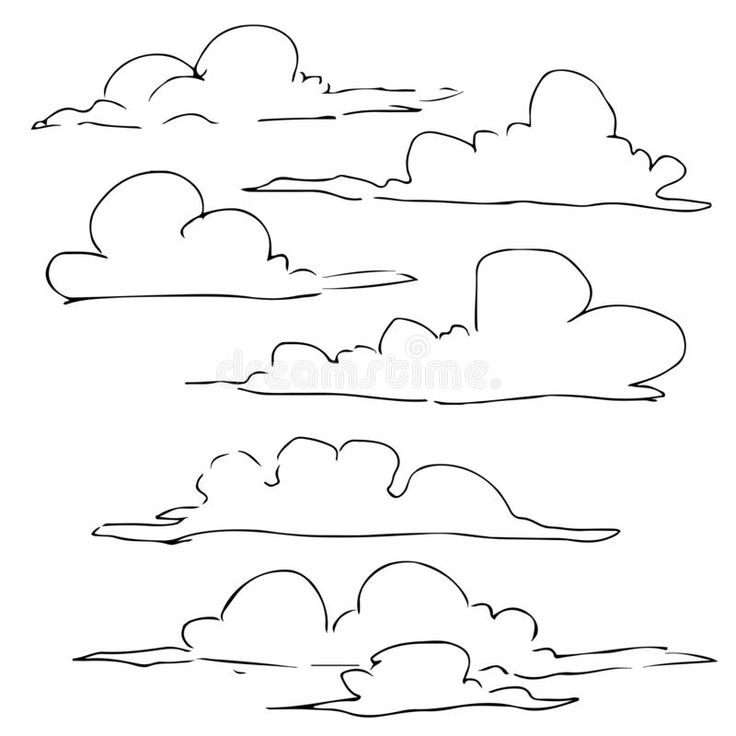 four different clouds in the sky with one line drawn on it royalty images and clippings