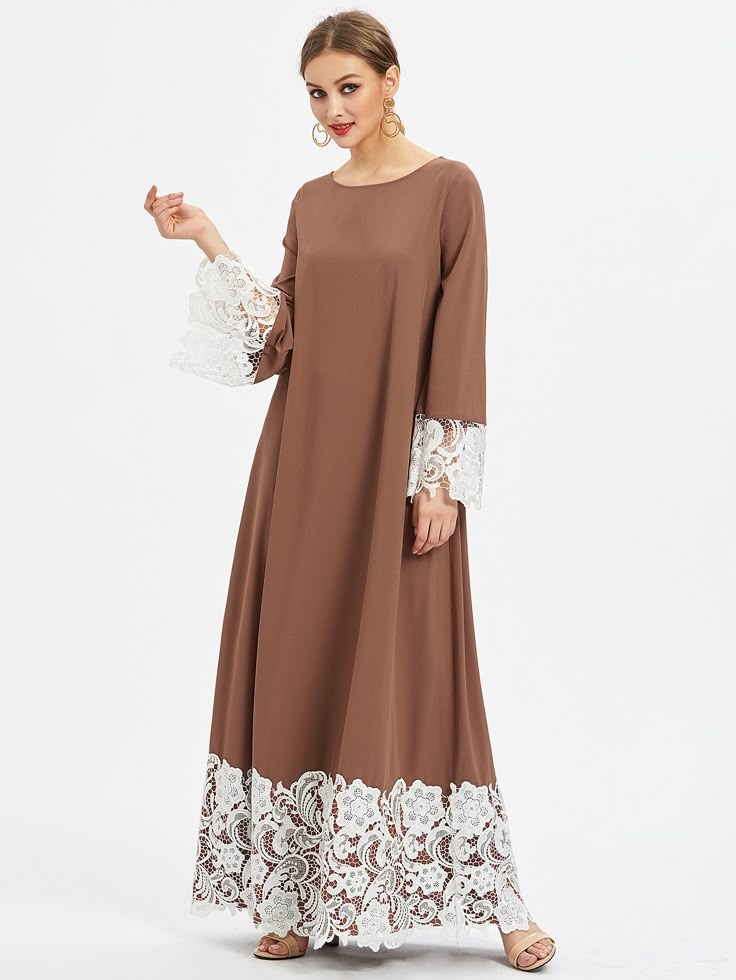 Arabian Dress, Kaftan Designs, Afrikaanse Mode, Muslimah Dress, Mode Abaya, Brown Fall, Muslim Fashion Dress, Dress Autumn, Muslim Dress