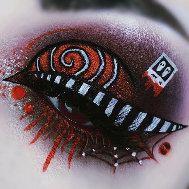 Mia on Instagram: "My whole life is a dark room... 🖤 Products Used: @meltcosmetics x Beetlejuice The Waiting Room Palette in shades Obituary, No Exit, Lydia, Char Man, Tombstone and Sandworm @ofracosmetics x @nikkietutorials Highlighter in Glazed Donut @officialsnazaroo Face Paint Palette @poundlashes in style PL12 @nyxcosmetics Epic Ink Liner @nyxcosmetics Control Freak Brow Gel @nyxcosmetics Jumbo Eye Pencil in Black Bean @wetnwildbeauty Mega Length Mascara @makeuprevolution Conceal and Defin Lydia Deetz Costume Ideas, Sandworm Costume, Mega Length Mascara, Lydia Deetz Makeup, Morticia Addams Makeup, Sandworm Beetlejuice, Beetlejuice Costumes, Lydia Deetz Costume, Different Halloween Costumes