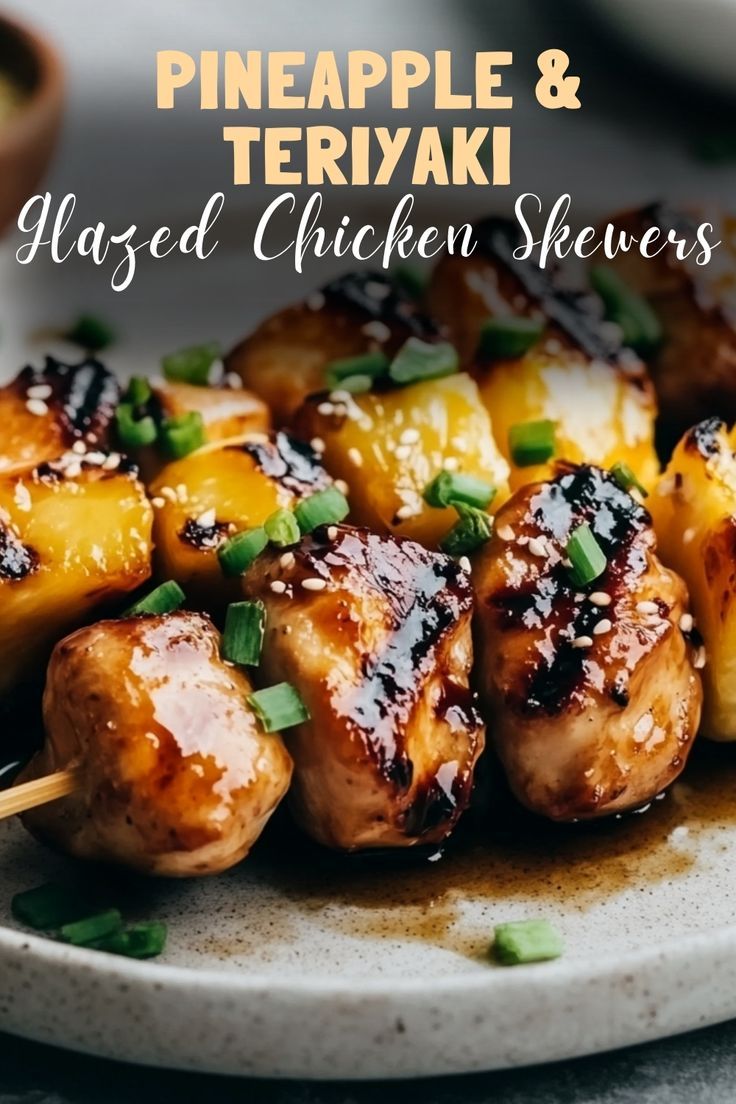 Grill up pineapple & teriyaki glazed chicken skewers, bringing sweet and savory island flavors to your plate. #TeriyakiChicken #GrilledSkewers Outdoor Grill Ideas, Pineapple Appetizers, Teriyaki Skewers, Teriyaki Pineapple Chicken, Pineapple Teriyaki, Teriyaki Chicken Skewers, Teriyaki Recipe, Skewer Appetizers, Teriyaki Glaze