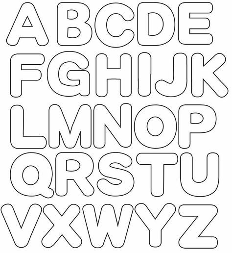 the alphabet is outlined in black and white, with an outline for each letter to be drawn