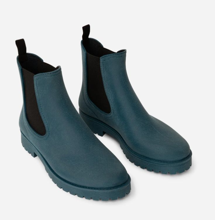 LANEY Teal women’s waterproof brushed rain boots with a contrast out sole by sustainable brand Matt & Nat. Made with recycled PVC Interior: Recycled insole Material: Waterproof recycled PVC Dimensions: 1” out sole Made in Romania Matt & Nat is completely vegan and cruelty-free. Crafted with 100% sustainable materials & Ethical practices. The idea behind MAT(T)ERIAL and NATURE originally came to life in 1995, in beautiful Montreal. Being inspired by MAT(T)erial and NATure means exploring the syne