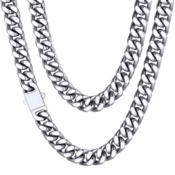 PRICES MAY VARY. ✦Men Cuban Chain: Sturdy construction, well-made curb chain necklace, great looking with fold over clasp. Chunky hiphop jewelry. ✦Size: 5mm/7mm/9mm/12mm Width, 18-30 inch length. ✦Material: Sturdy 316L stainless steel, 18k real gold plated/black metal plated. Highly resisted to rust, Safe and Comfortable for Skin,100% Nickel Free, Hypoallergenic. ✦Unique Gift-- Great gifts for Father's Day, Birthday, Christmas, Holiday, Stocking Stuffer, Graduation, Groomsman, Anniversary, Valen