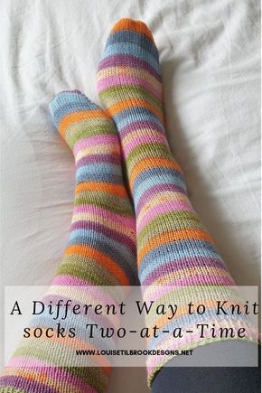 two socks laying on top of each other with the words, different way to knit socks