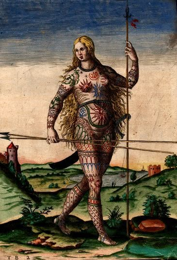 an illustration of a woman holding a spear