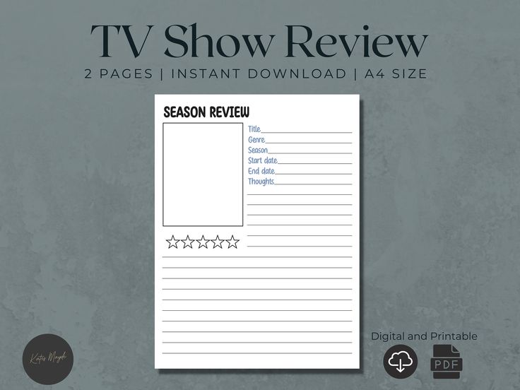 the tv show review is displayed on a gray background