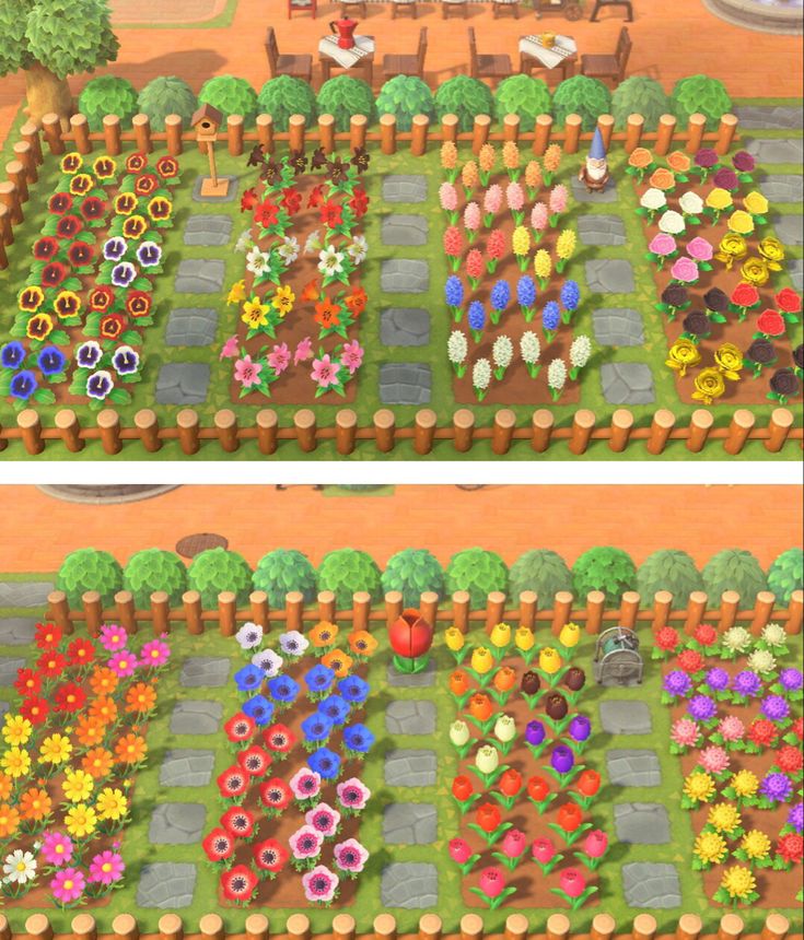 the garden in animal crossing is full of colorful flowers